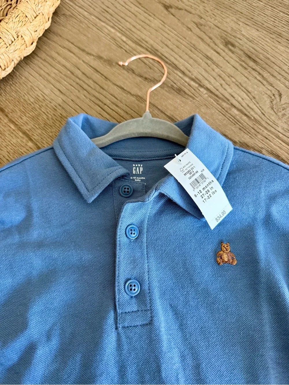 NWT! GAP - Baby Pique Polo Shorty One-Piece 6-12 M | Bainbridge blue!